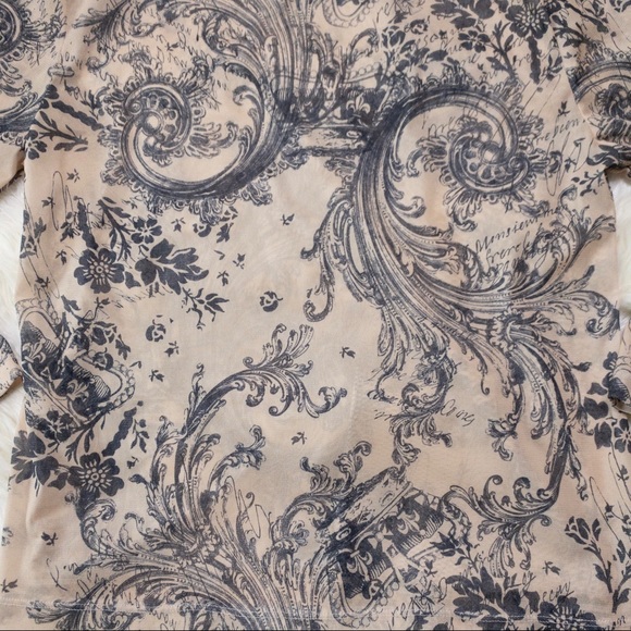 Walking Art Sheer Paisley Print 3/4 Sleeve Top Size Medium - Picture 7 of 7